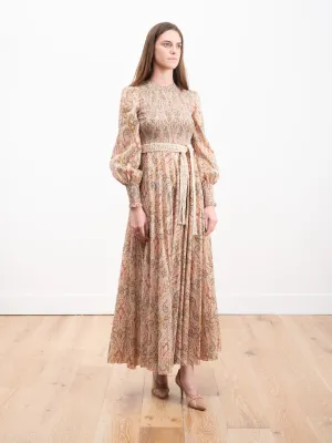 freja shirred long dress - jadore paisley