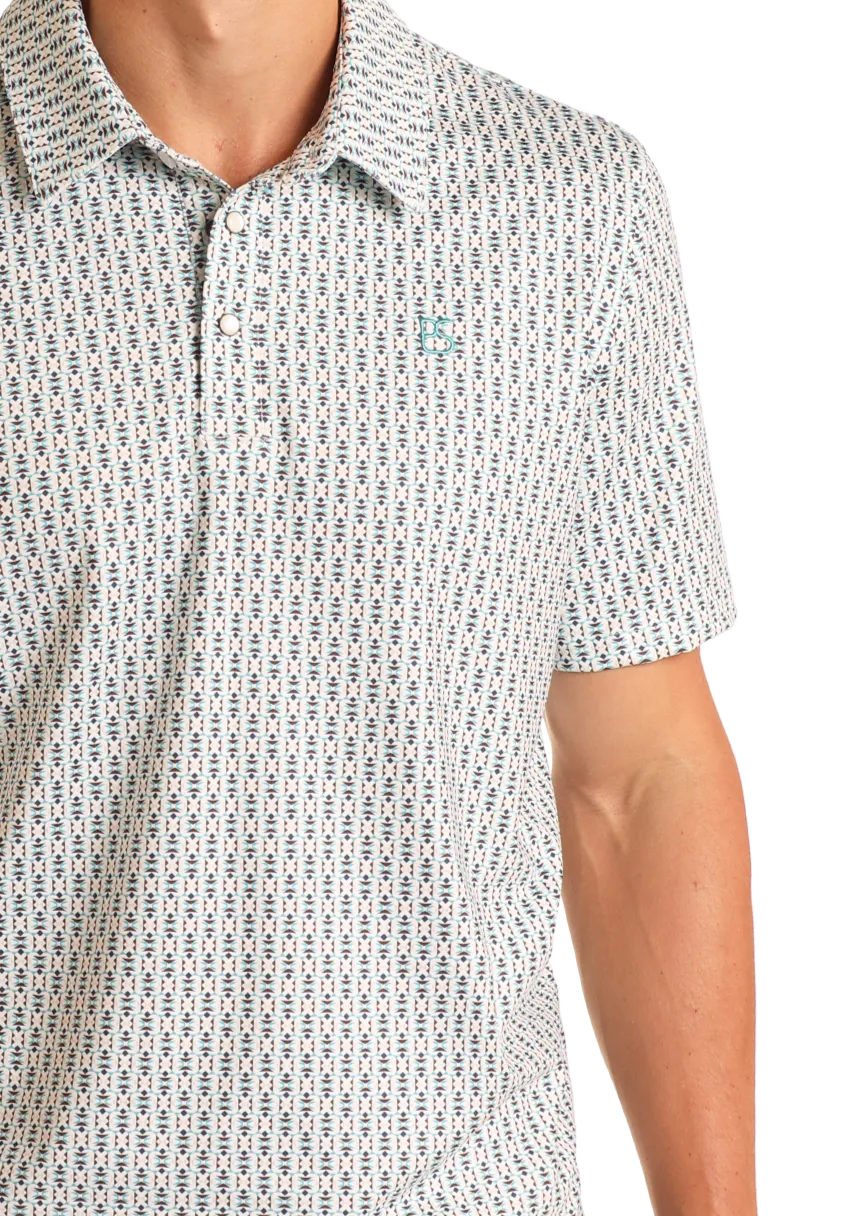 Geo Striped Performance Polo