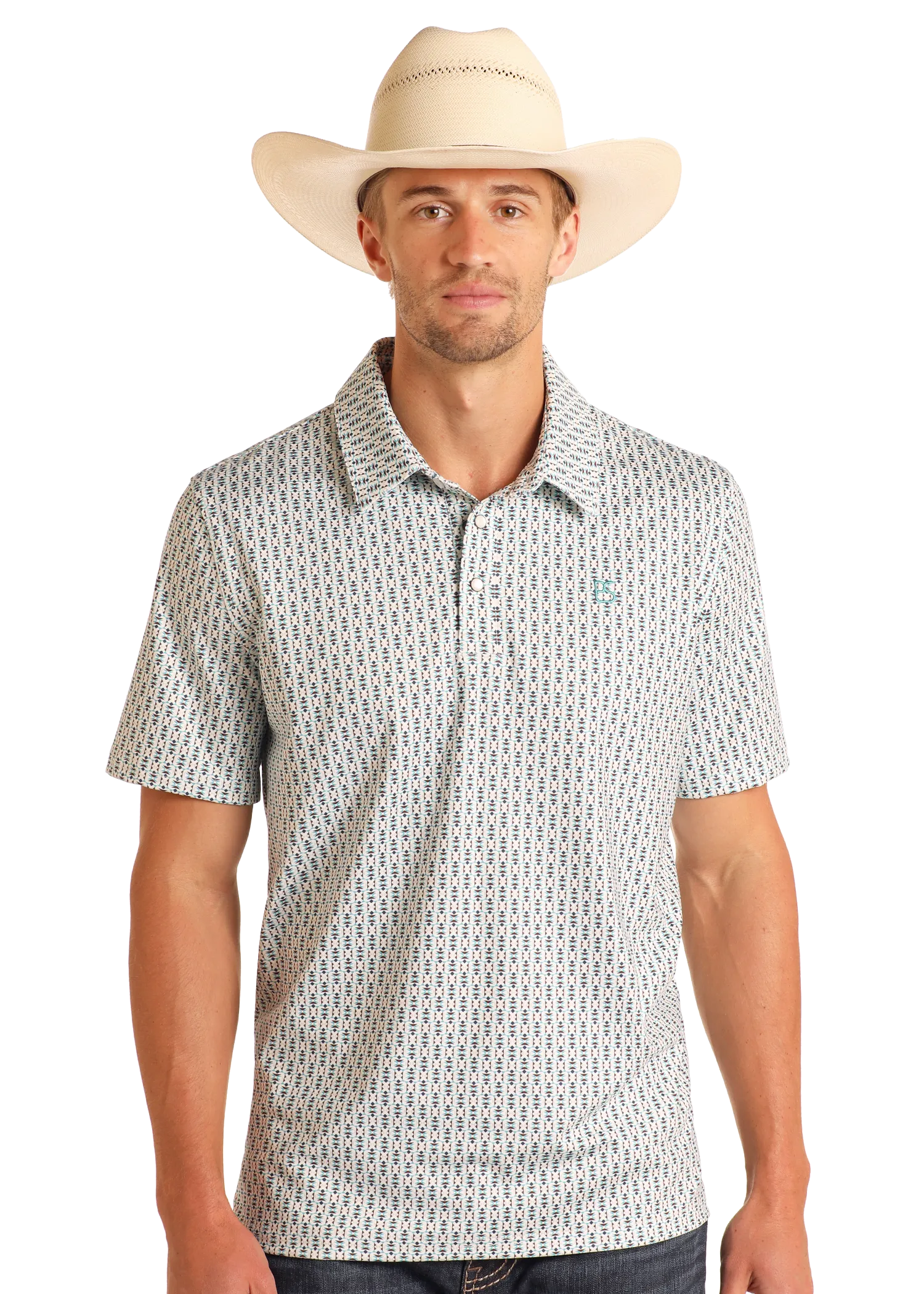 Geo Striped Performance Polo