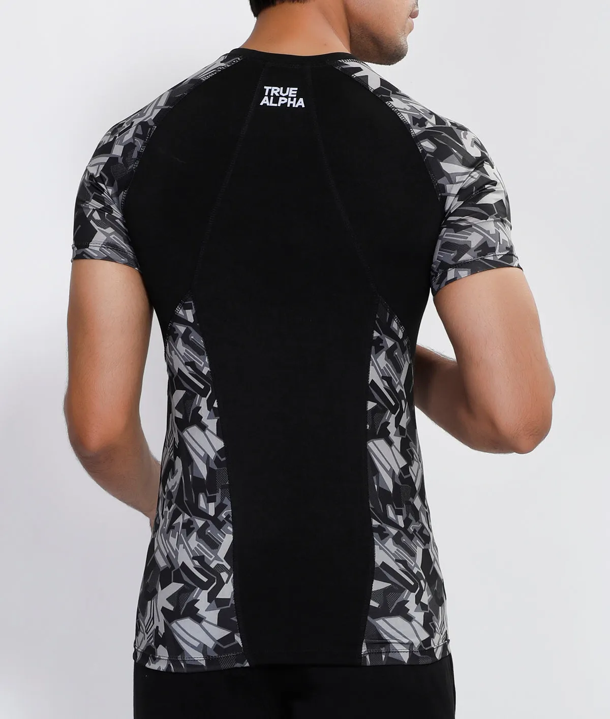Geometric Black Compression T-Shirt