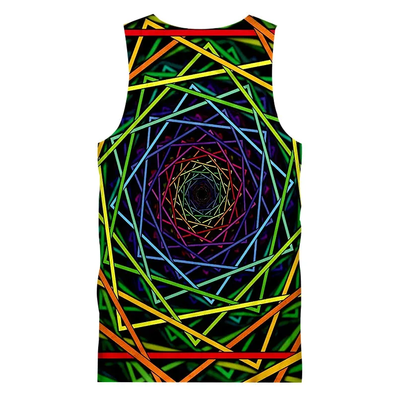 Geometric Rainbow Spiral Pattern Art Sleeveless Tank Top