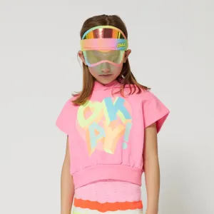 Girls Pink Love Sleeveless Sweatshirt
