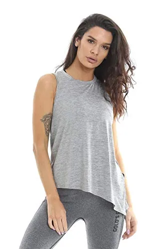 Golds Gym Ladies Angled Vest Grey marl