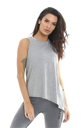 Golds Gym Ladies Angled Vest Grey marl