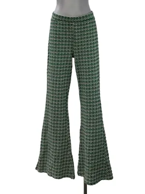 Green And White Ribbed Patterned Flare Pants
