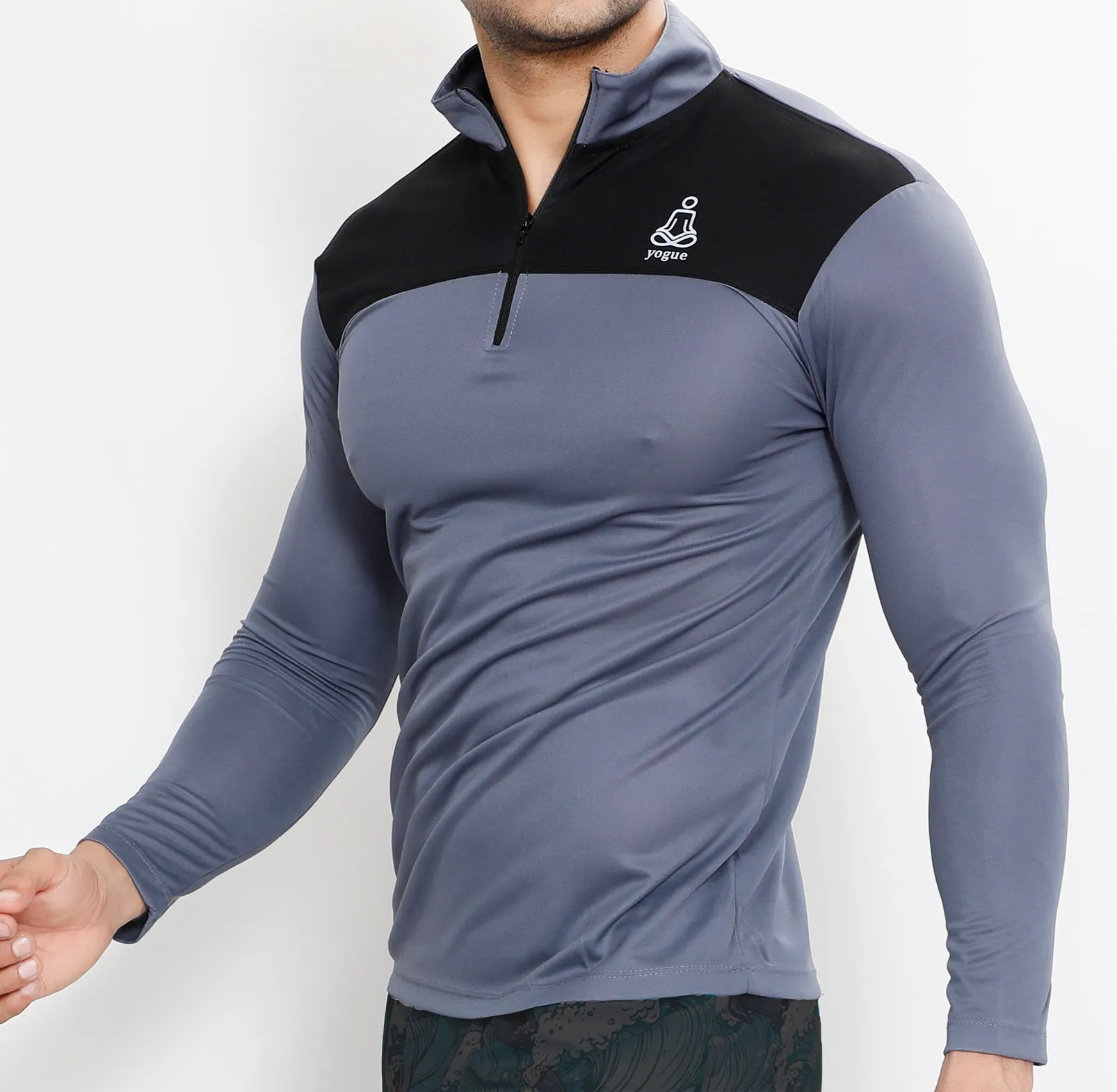 Grey Black Half Zipper