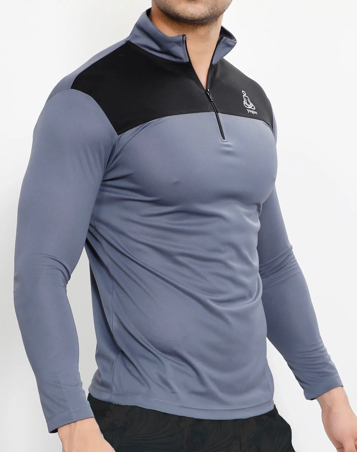 Grey Black Half Zipper