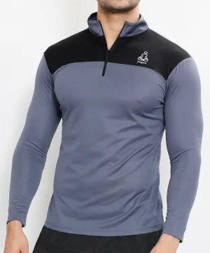Grey Black Half Zipper