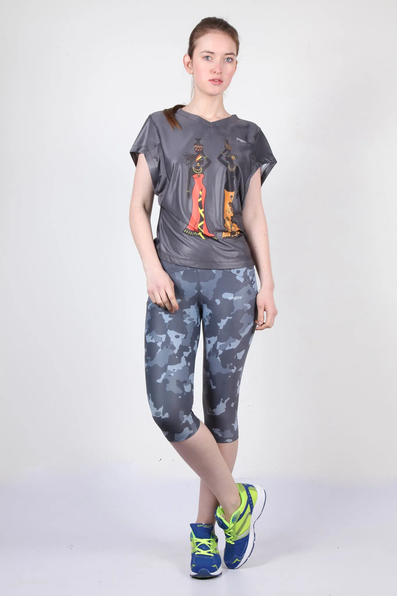 Grey Camouflage Capris
