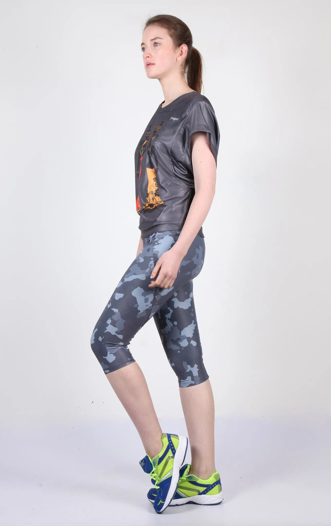 Grey Camouflage Capris