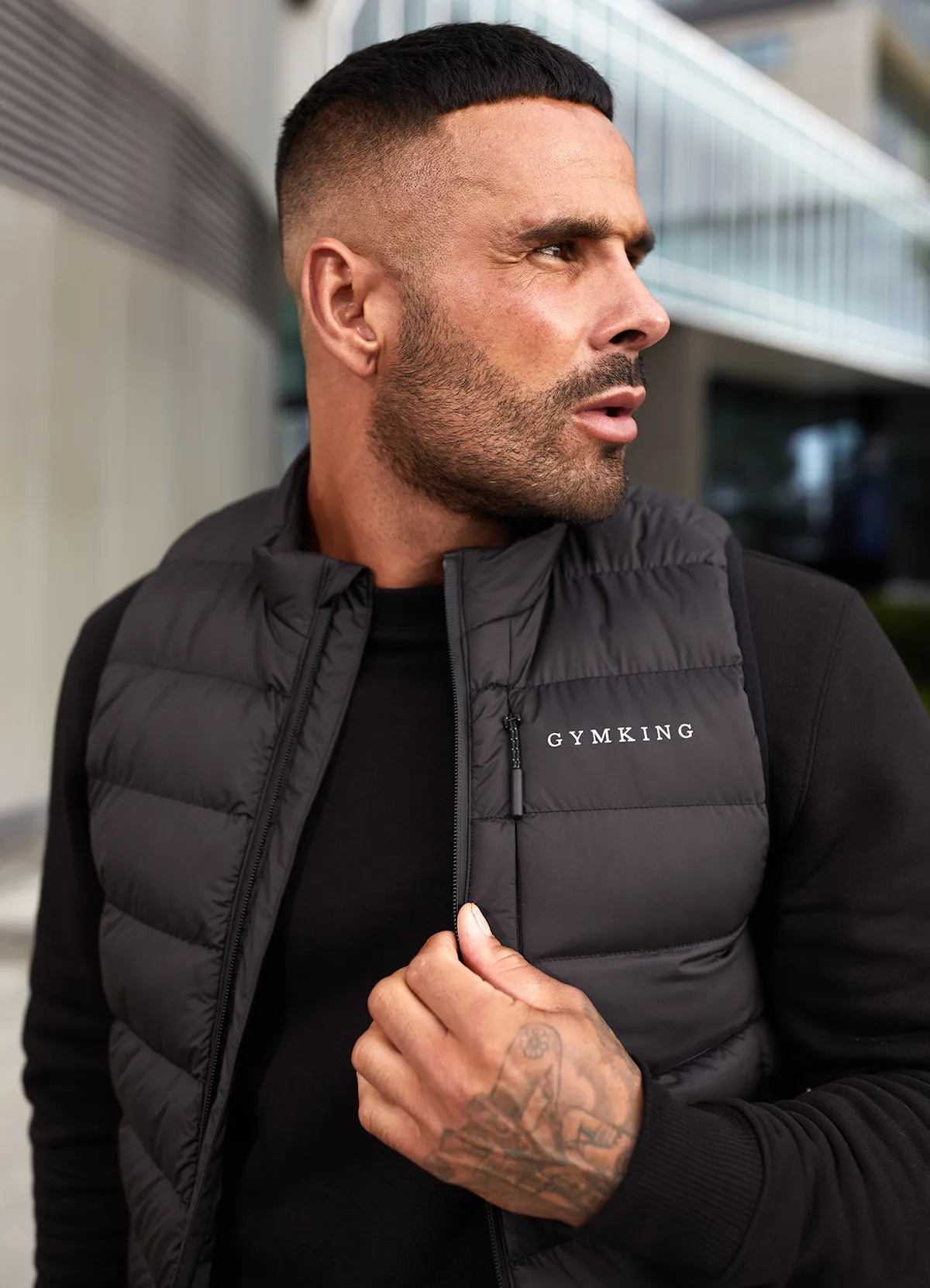 Gym King Reflect Puffer Gilet Black