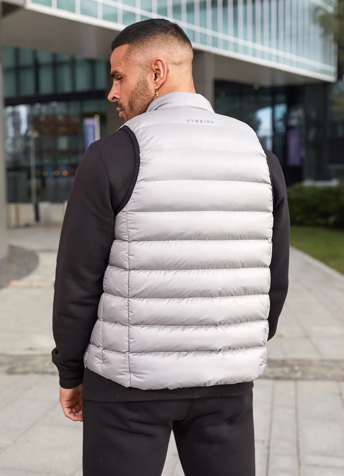 Gym King Reflect Puffer Gilet Dark Grey