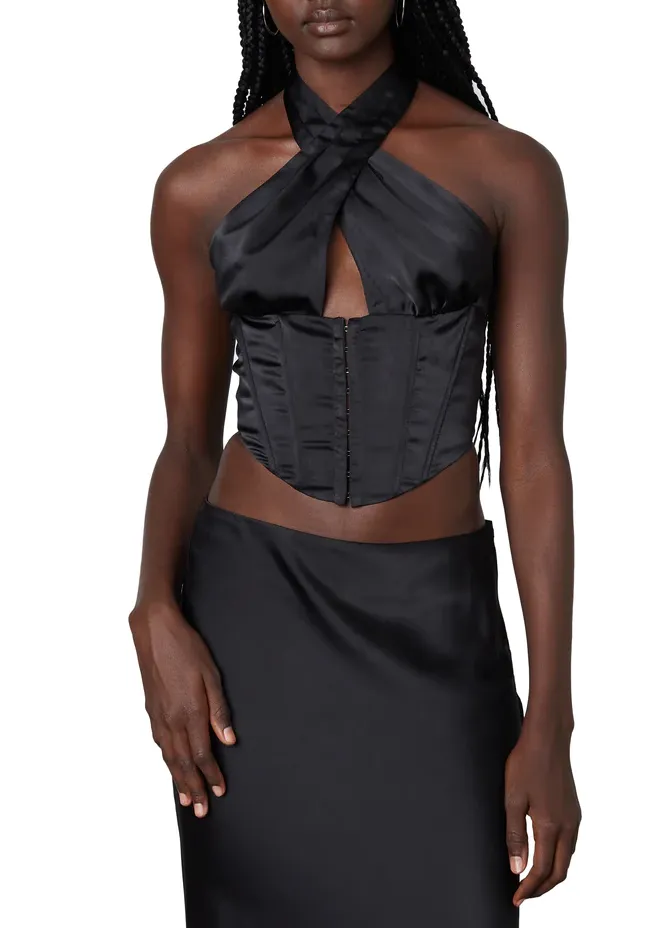 Halter Cross Front Corset Top