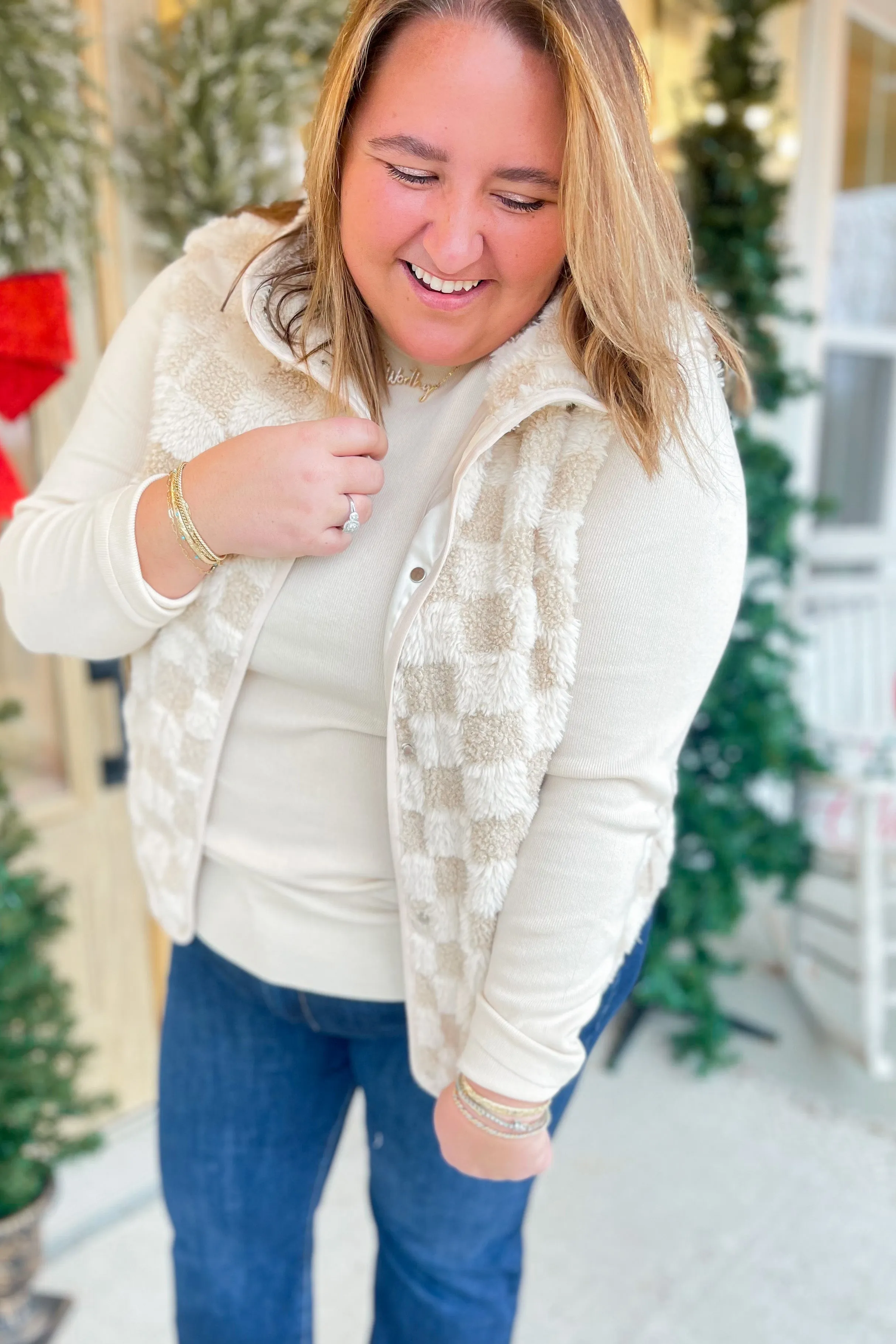 Hanover Checker Sleeveless Sherpa Vest *FINAL SALE*