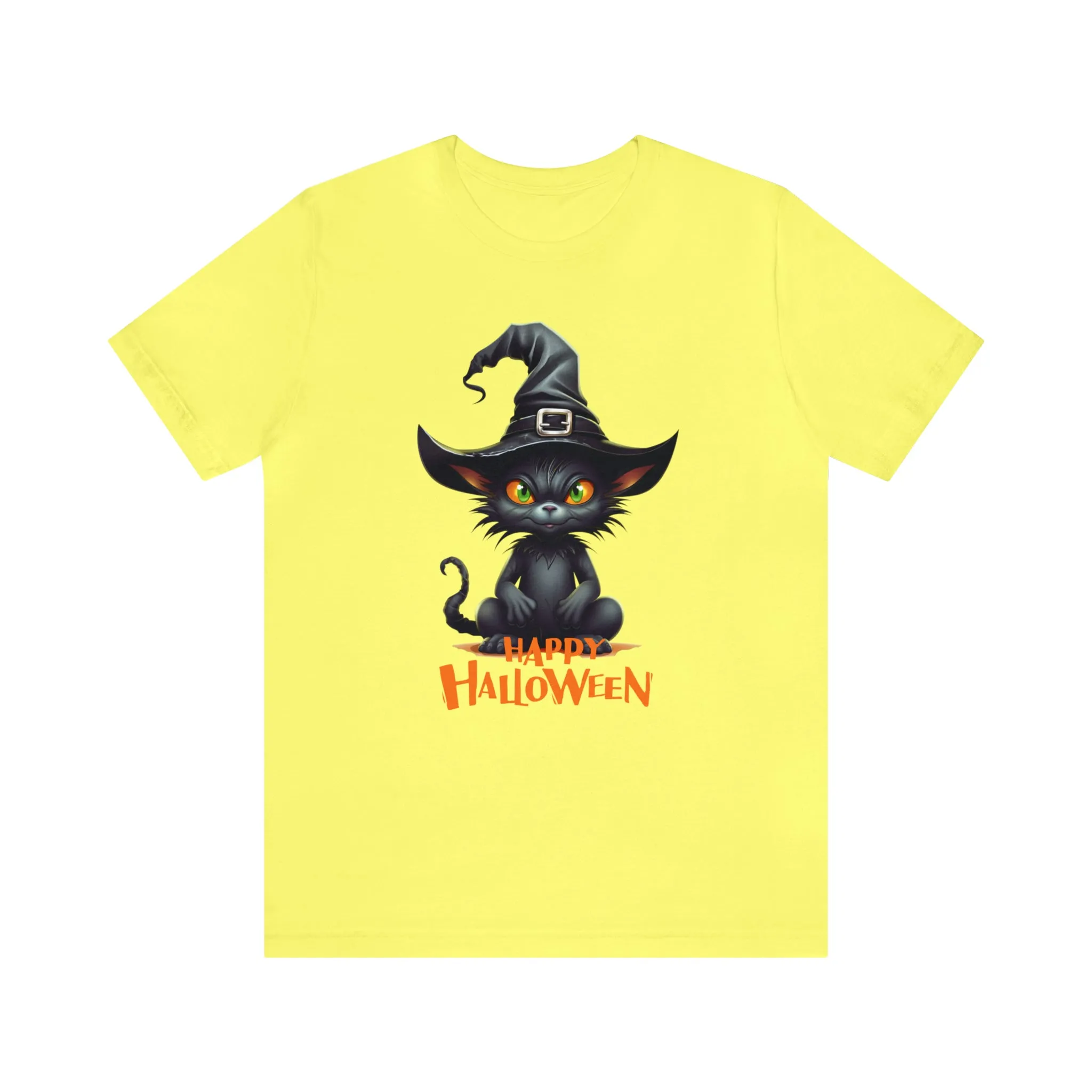 Happy Halloween Witchy Cat T-Shirt | Creepy Witch Cat Tee |  Bella Canvas 3001Unisex | Spooky Short Sleeve Tshirt