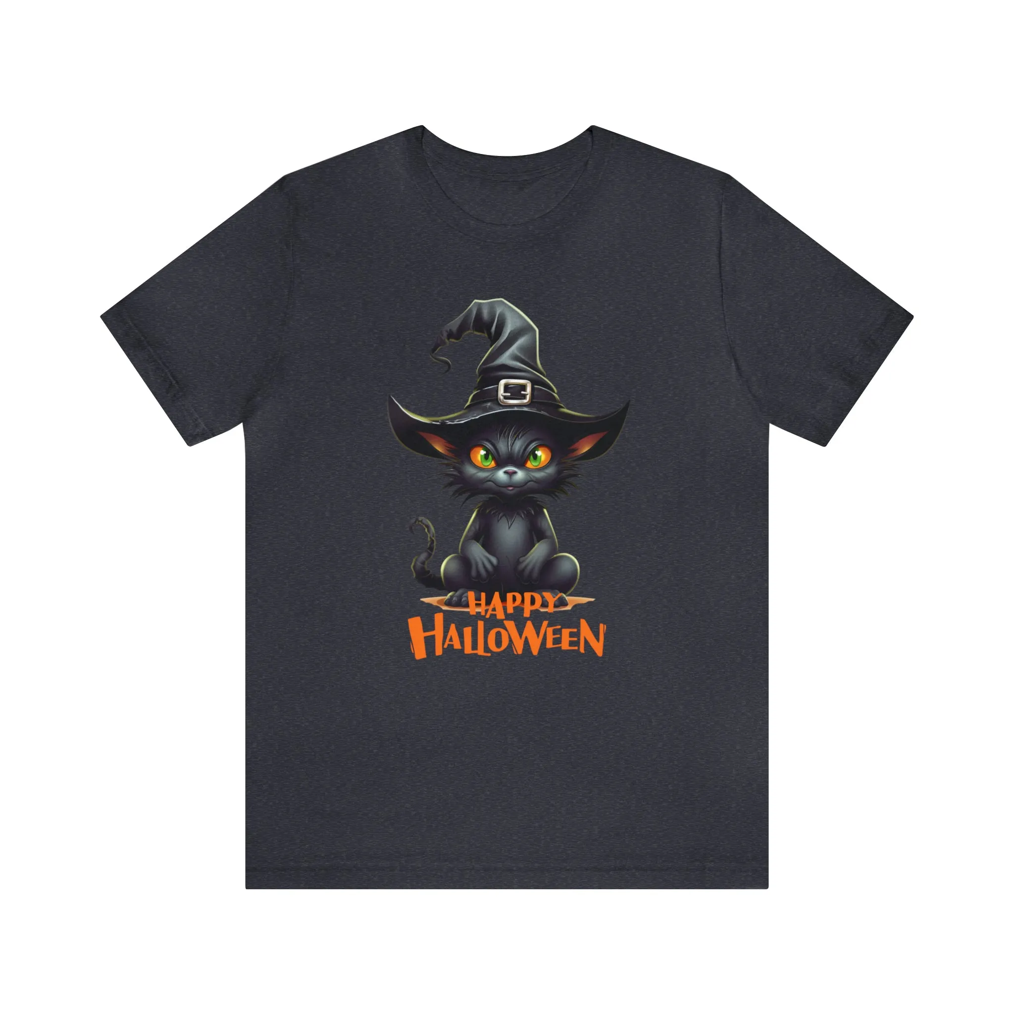 Happy Halloween Witchy Cat T-Shirt | Creepy Witch Cat Tee |  Bella Canvas 3001Unisex | Spooky Short Sleeve Tshirt