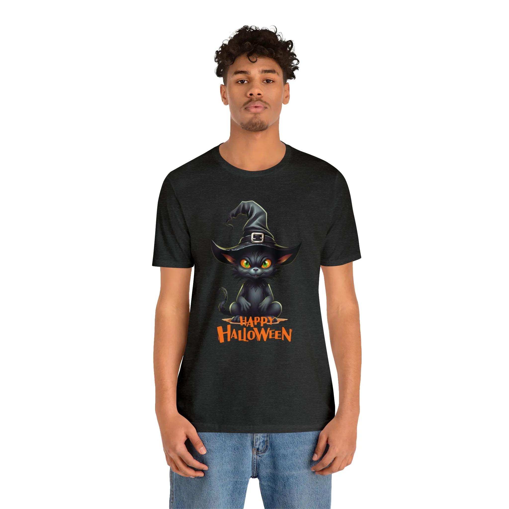 Happy Halloween Witchy Cat T-Shirt | Creepy Witch Cat Tee |  Bella Canvas 3001Unisex | Spooky Short Sleeve Tshirt
