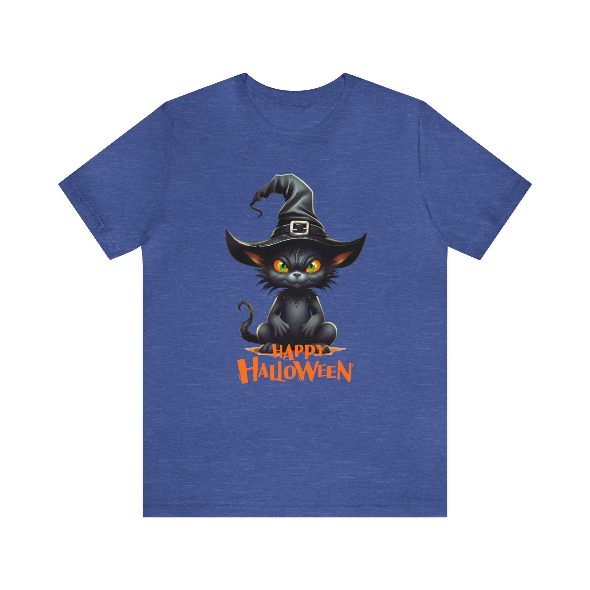Happy Halloween Witchy Cat T-Shirt | Creepy Witch Cat Tee |  Bella Canvas 3001Unisex | Spooky Short Sleeve Tshirt