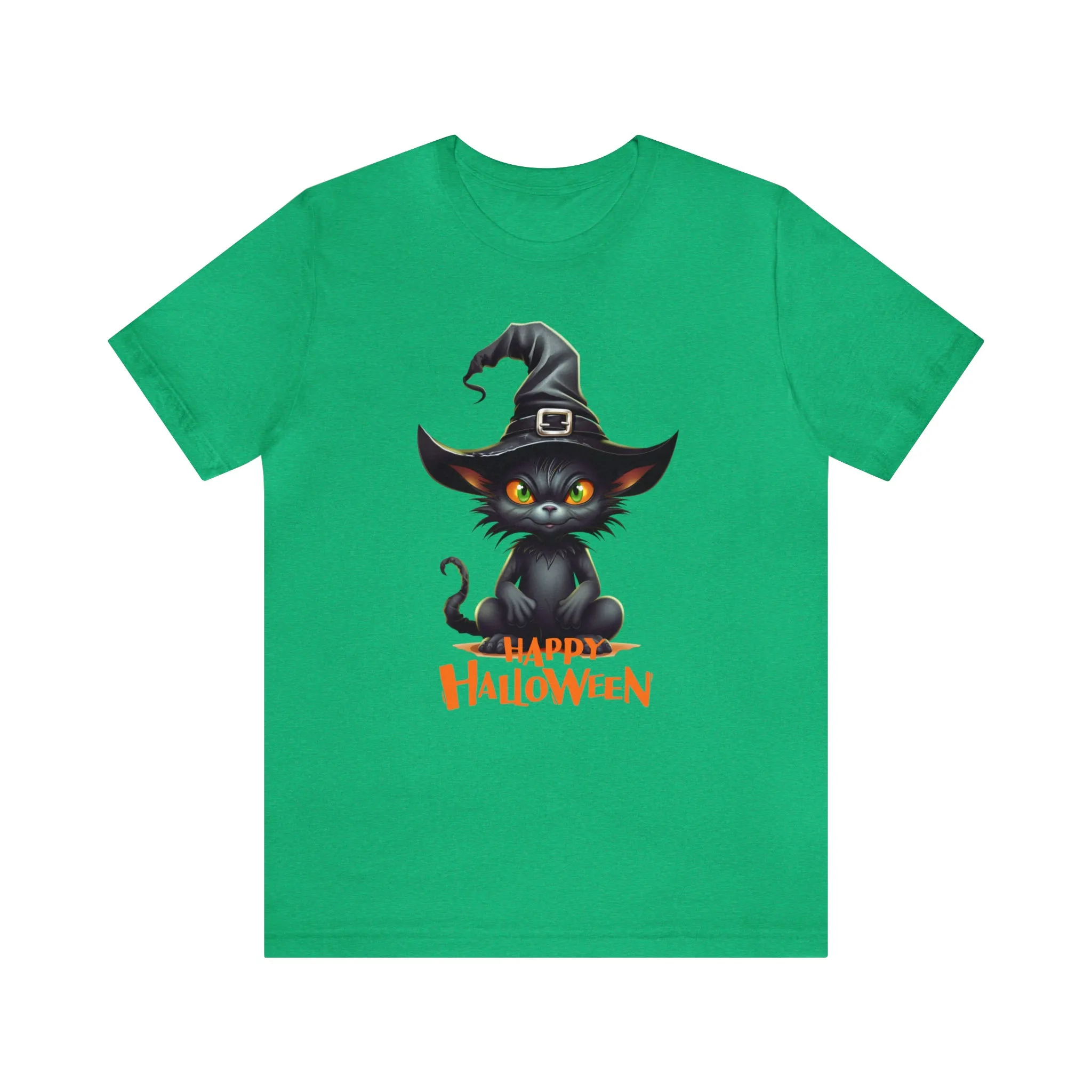 Happy Halloween Witchy Cat T-Shirt | Creepy Witch Cat Tee |  Bella Canvas 3001Unisex | Spooky Short Sleeve Tshirt