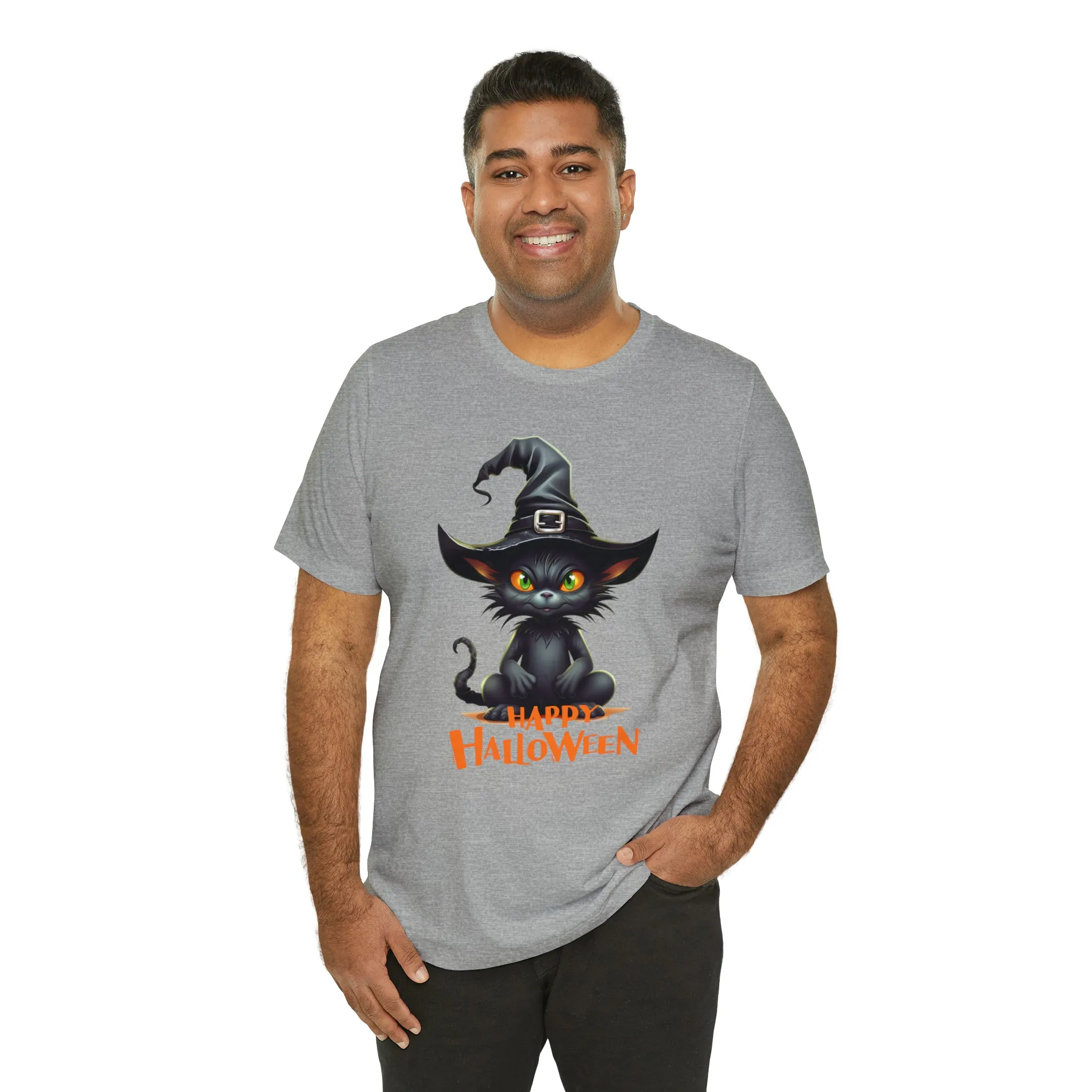 Happy Halloween Witchy Cat T-Shirt | Creepy Witch Cat Tee |  Bella Canvas 3001Unisex | Spooky Short Sleeve Tshirt