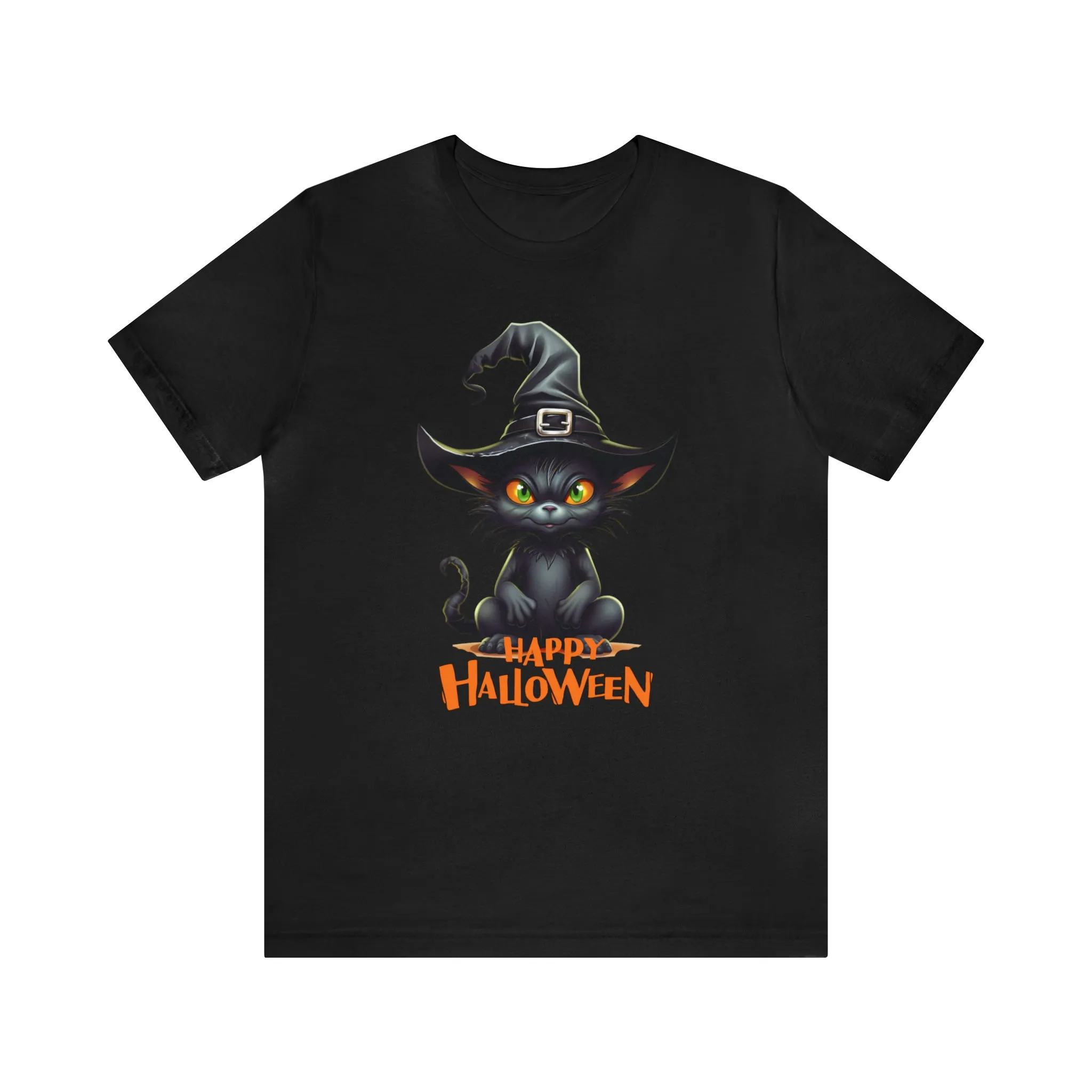 Happy Halloween Witchy Cat T-Shirt | Creepy Witch Cat Tee |  Bella Canvas 3001Unisex | Spooky Short Sleeve Tshirt