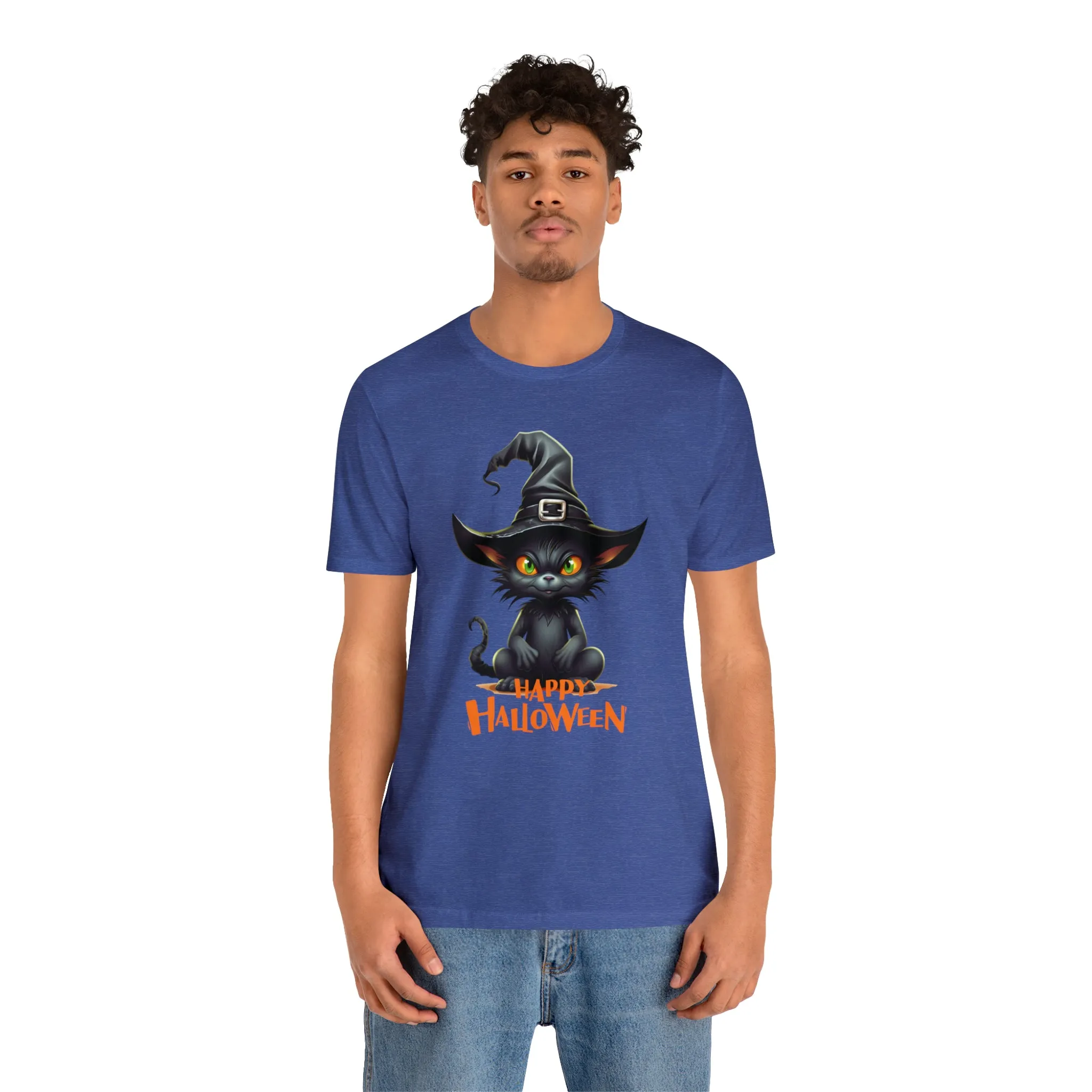 Happy Halloween Witchy Cat T-Shirt | Creepy Witch Cat Tee |  Bella Canvas 3001Unisex | Spooky Short Sleeve Tshirt