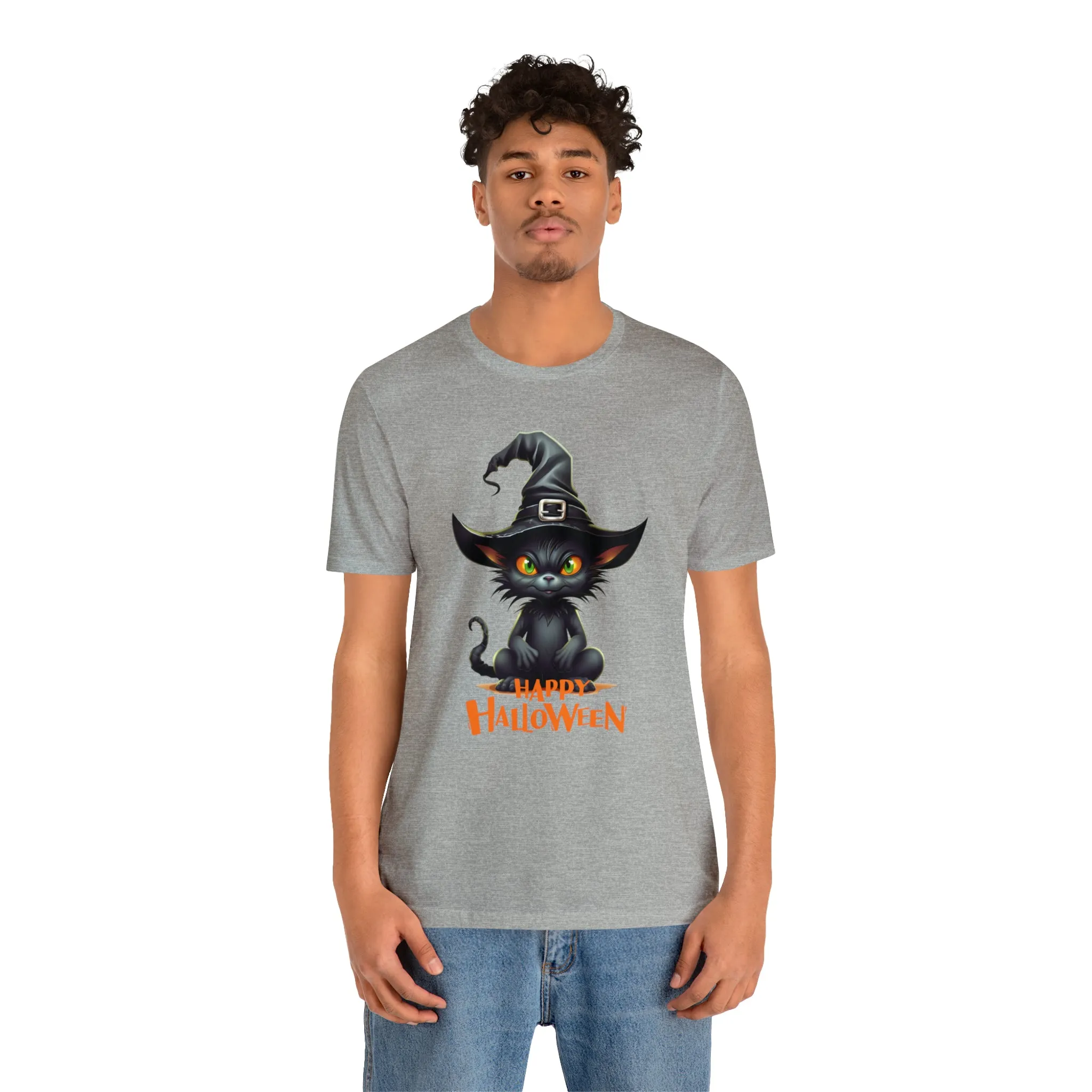 Happy Halloween Witchy Cat T-Shirt | Creepy Witch Cat Tee |  Bella Canvas 3001Unisex | Spooky Short Sleeve Tshirt