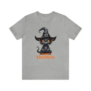 Happy Halloween Witchy Cat T-Shirt | Creepy Witch Cat Tee |  Bella Canvas 3001Unisex | Spooky Short Sleeve Tshirt