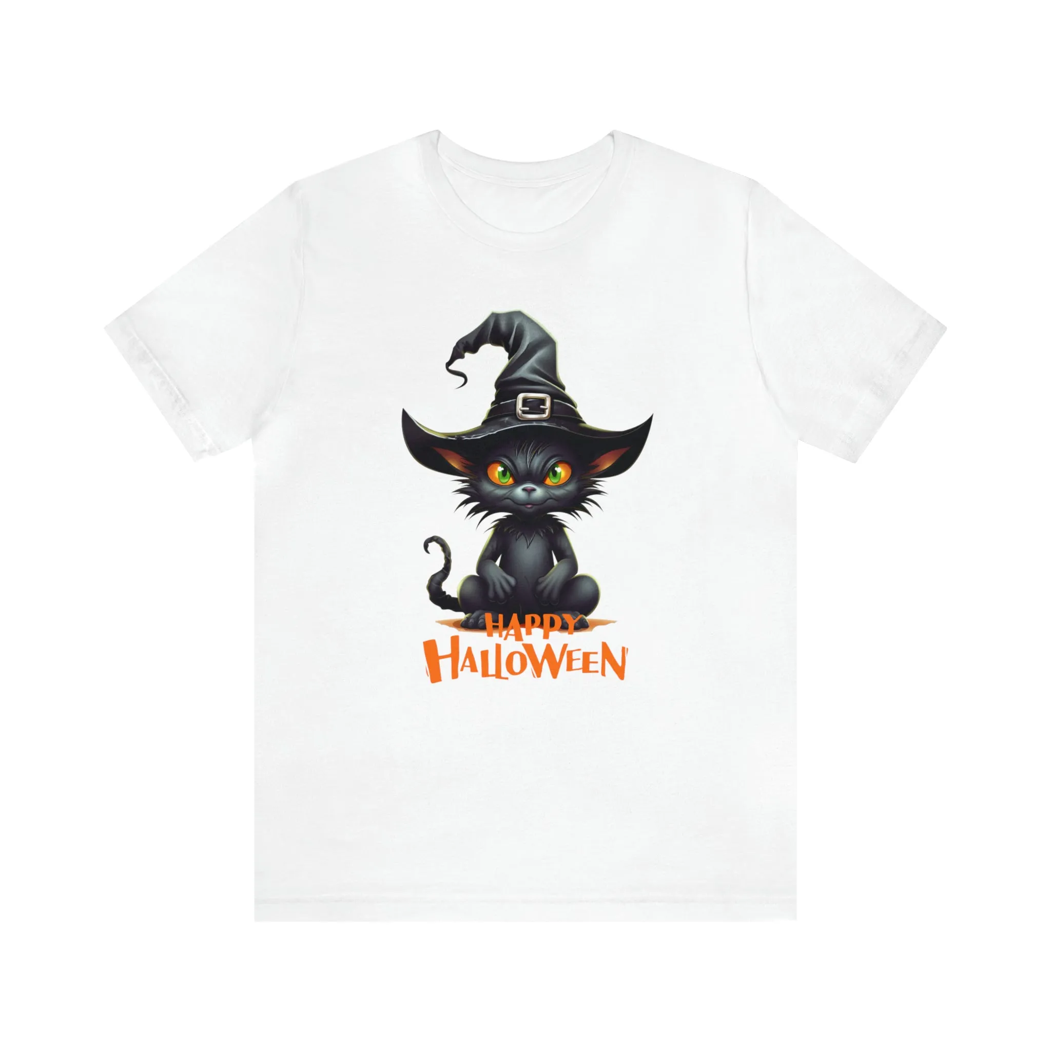 Happy Halloween Witchy Cat T-Shirt | Creepy Witch Cat Tee |  Bella Canvas 3001Unisex | Spooky Short Sleeve Tshirt