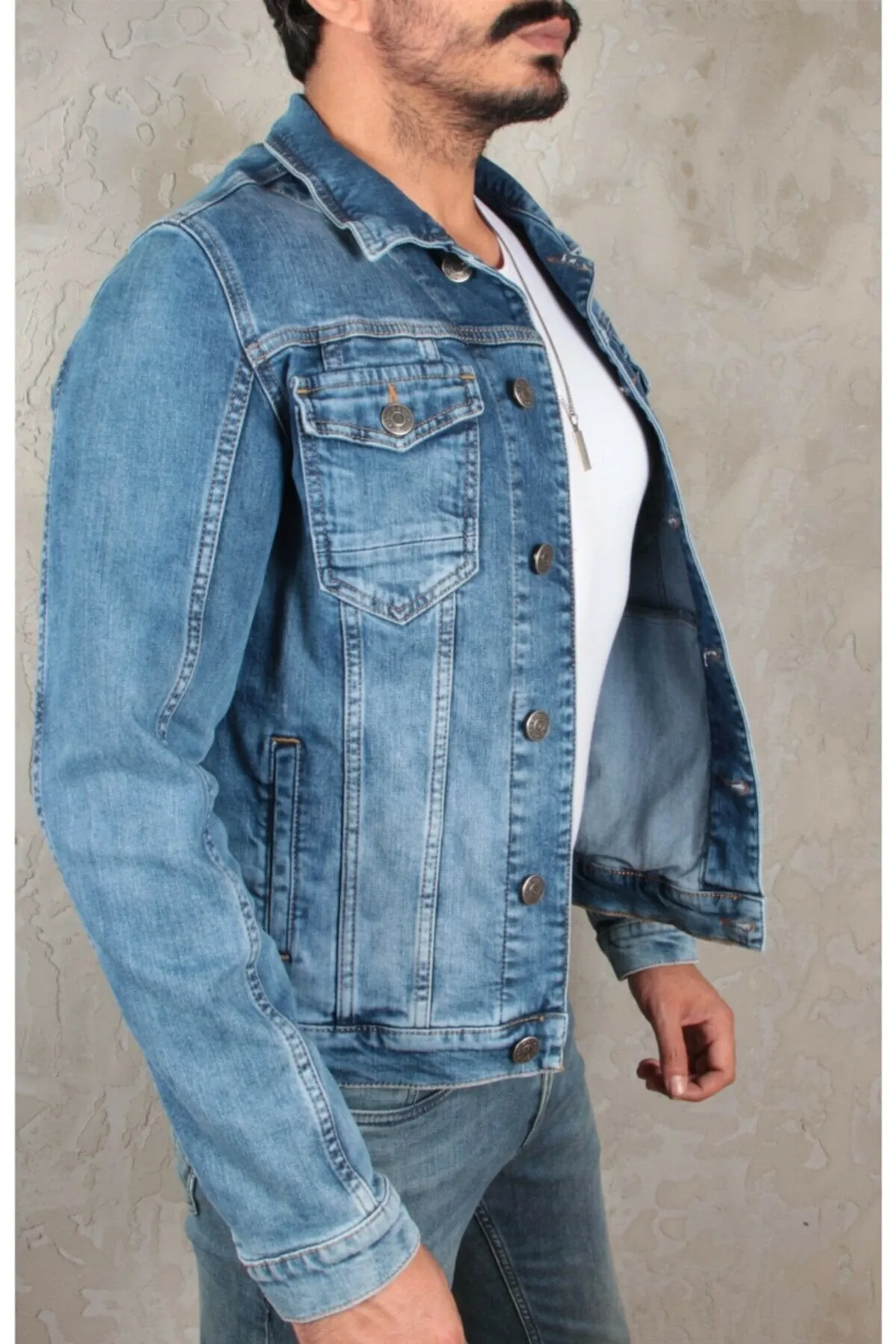 HB Mens Denim Jacket Stretchable Fine Lycra