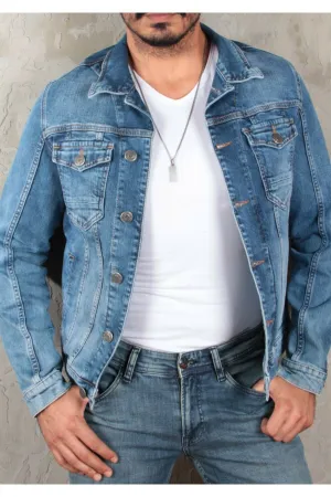 HB Mens Denim Jacket Stretchable Fine Lycra