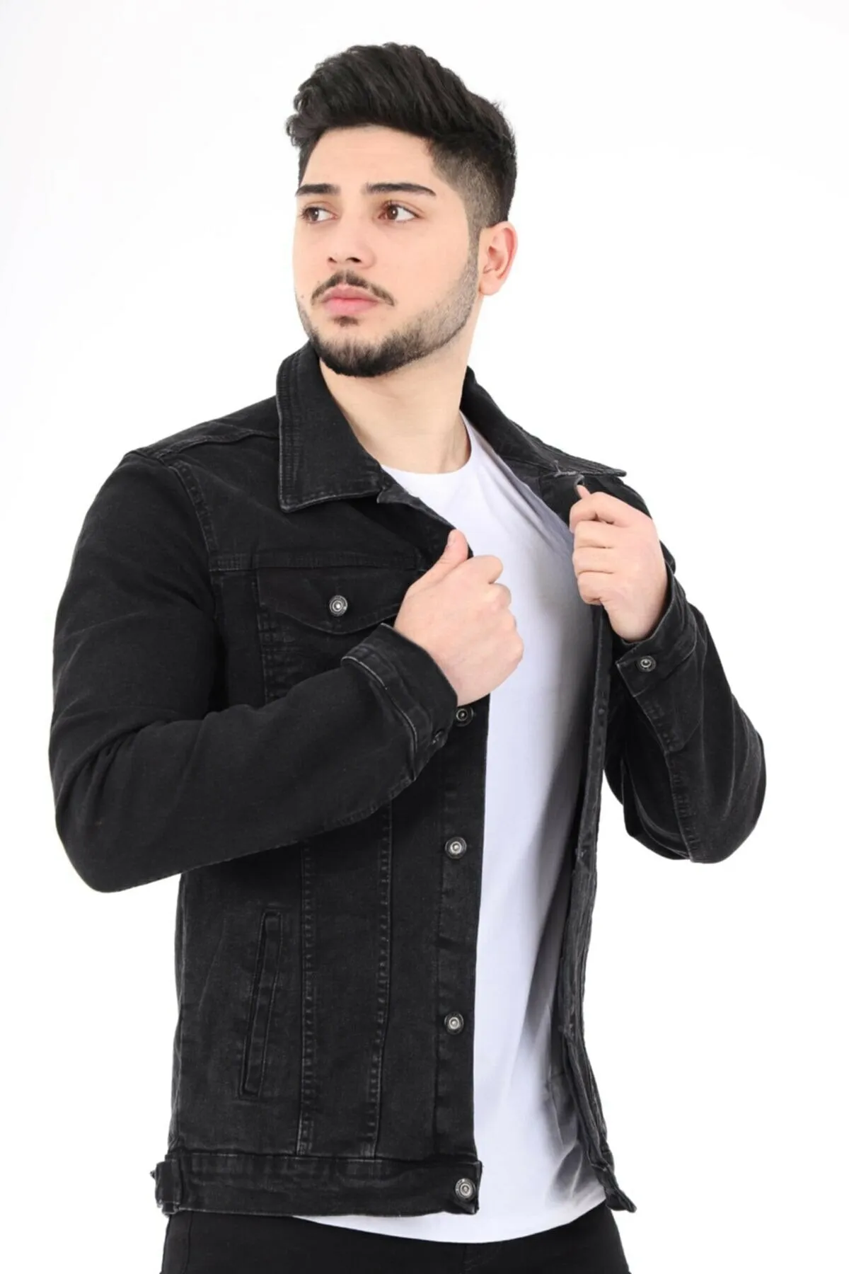 HB Mens Denim Jacket Stretchable Fine Lycra