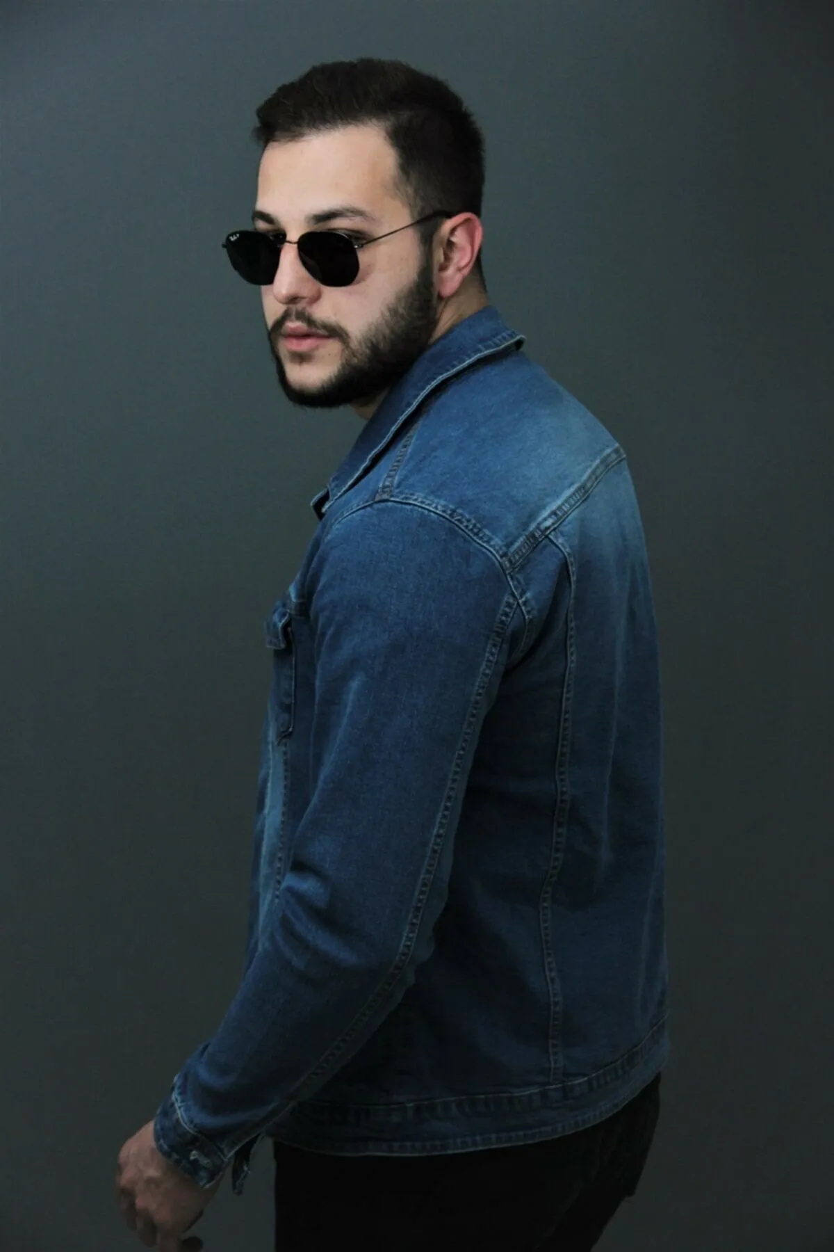 HB Mens Denim Jacket Stretchable Fine Lycra