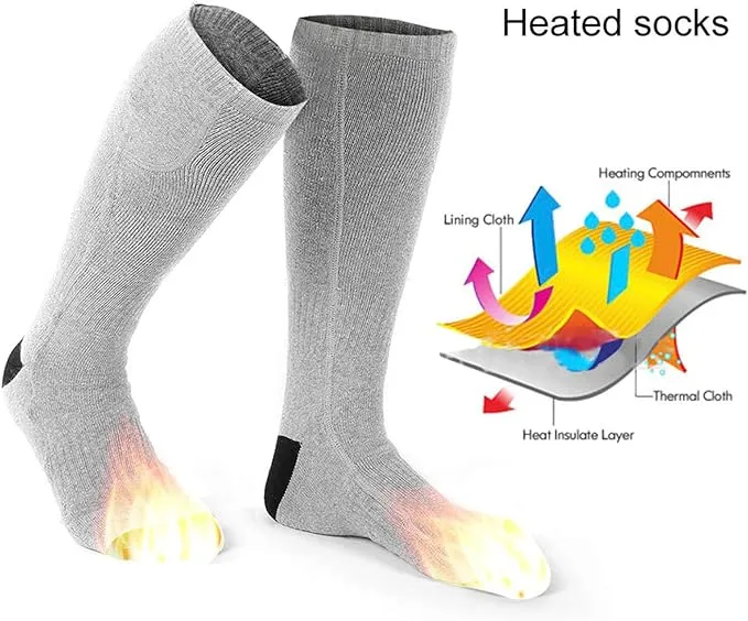 Heated Socks for Men Women, 4-5 Hours -Lasting Heating Thermal Stockings Winter 50℃ Warm Socks for Camping Hiking Fishing Skiing Hunting Foot Warmer, Nice Gift Socks, 4.5v