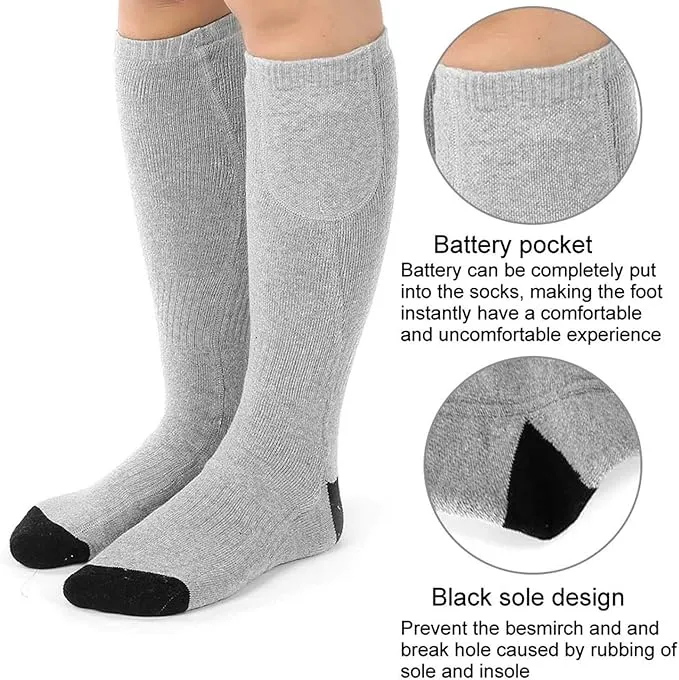 Heated Socks for Men Women, 4-5 Hours -Lasting Heating Thermal Stockings Winter 50℃ Warm Socks for Camping Hiking Fishing Skiing Hunting Foot Warmer, Nice Gift Socks, 4.5v
