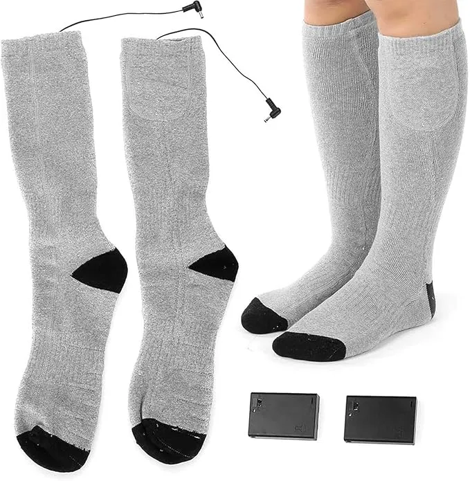 Heated Socks for Men Women, 4-5 Hours -Lasting Heating Thermal Stockings Winter 50℃ Warm Socks for Camping Hiking Fishing Skiing Hunting Foot Warmer, Nice Gift Socks, 4.5v