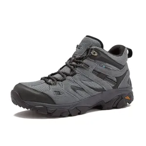 HI-TEC Ravus WP Mid Waterproof Hiking Boots for Men, Lightweight Breathable Outdoor Trekking Shoes - Dark Grey, 12 Medium