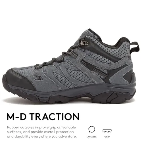 HI-TEC Ravus WP Mid Waterproof Hiking Boots for Men, Lightweight Breathable Outdoor Trekking Shoes - Dark Grey, 12 Medium