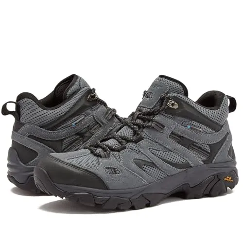 HI-TEC Ravus WP Mid Waterproof Hiking Boots for Men, Lightweight Breathable Outdoor Trekking Shoes - Dark Grey, 12 Medium