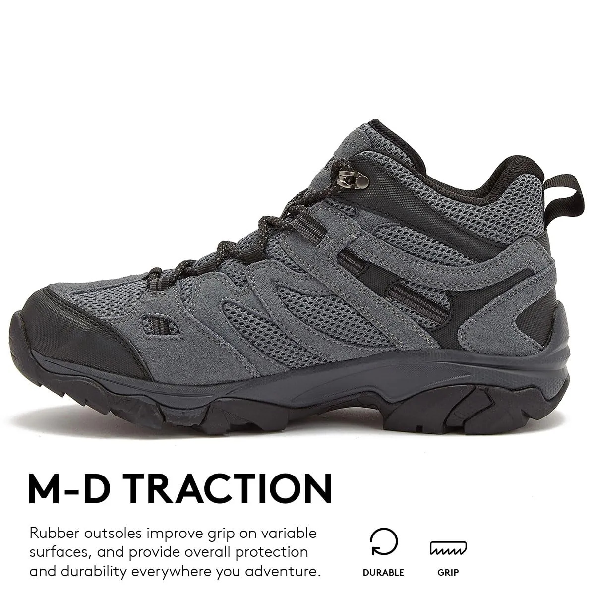 HI-TEC Ravus WP Mid Waterproof Hiking Boots for Men, Lightweight Breathable Outdoor Trekking Shoes - Dark Grey, 13 Medium