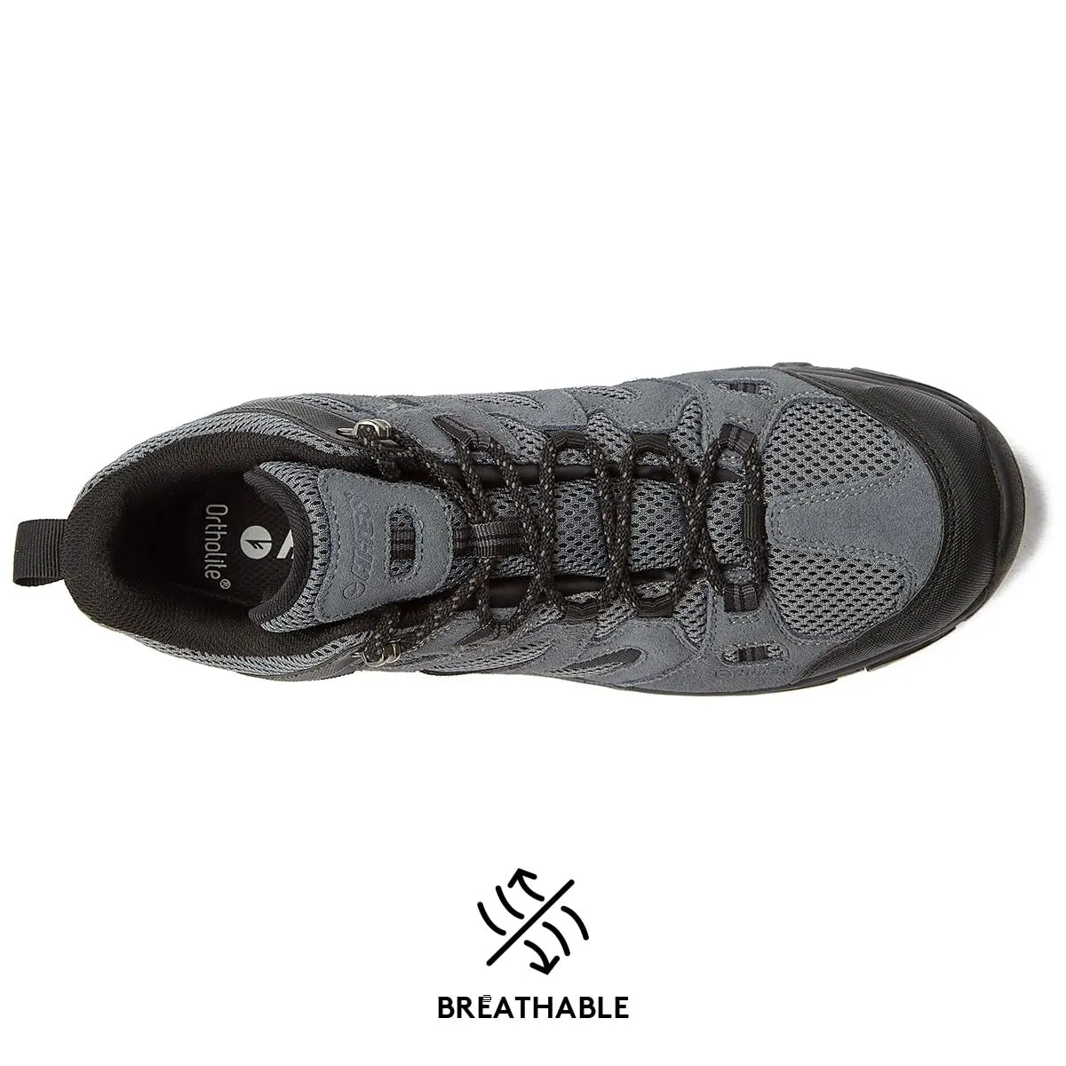 HI-TEC Ravus WP Mid Waterproof Hiking Boots for Men, Lightweight Breathable Outdoor Trekking Shoes - Dark Grey, 9 Medium