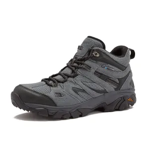 HI-TEC Ravus WP Mid Waterproof Hiking Boots for Men, Lightweight Breathable Outdoor Trekking Shoes - Dark Grey, 9 Medium