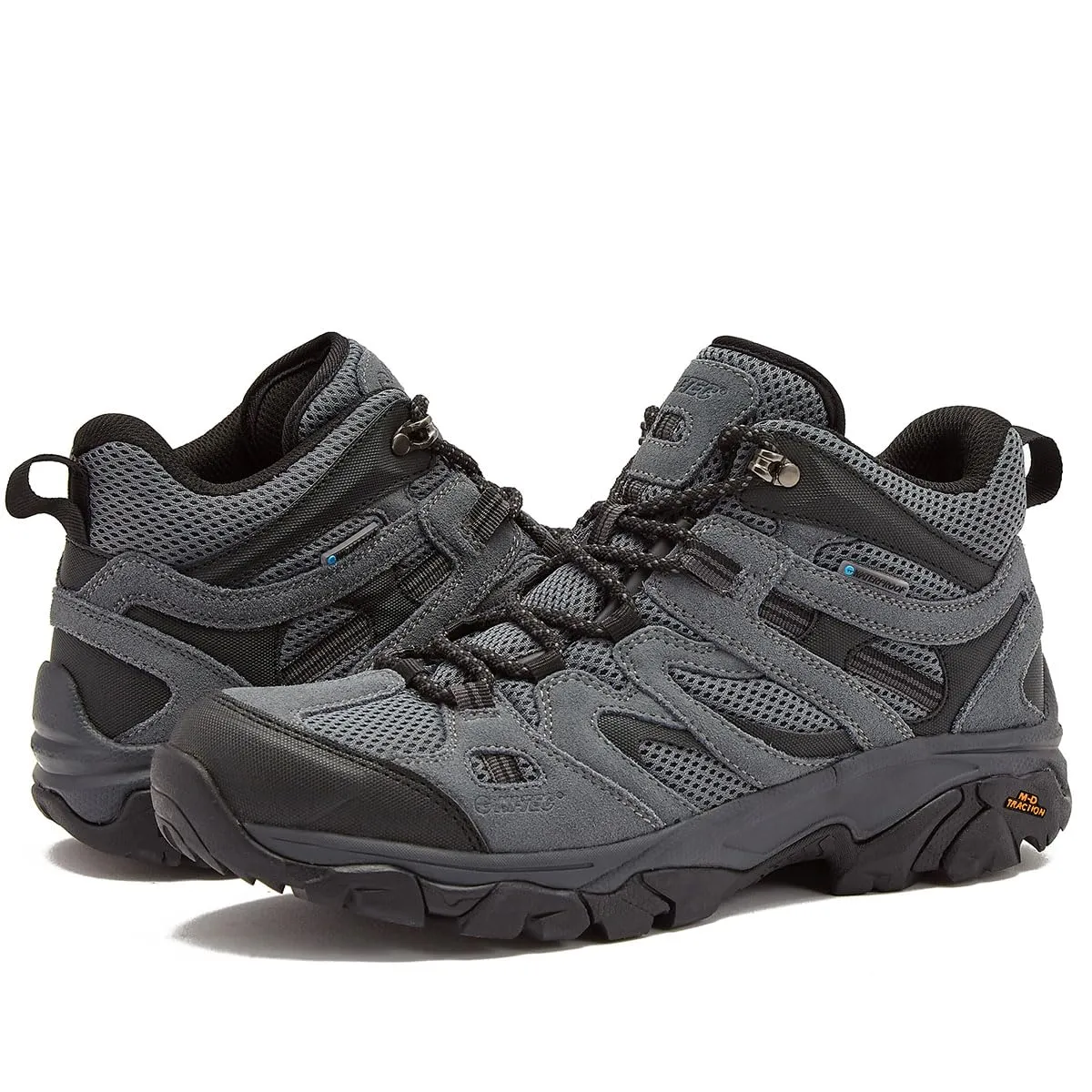 HI-TEC Ravus WP Mid Waterproof Hiking Boots for Men, Lightweight Breathable Outdoor Trekking Shoes - Dark Grey, 9 Medium