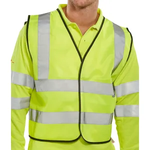Hi-vis Polyester Short Length Waistcoat/Vest - Saturn Yellow