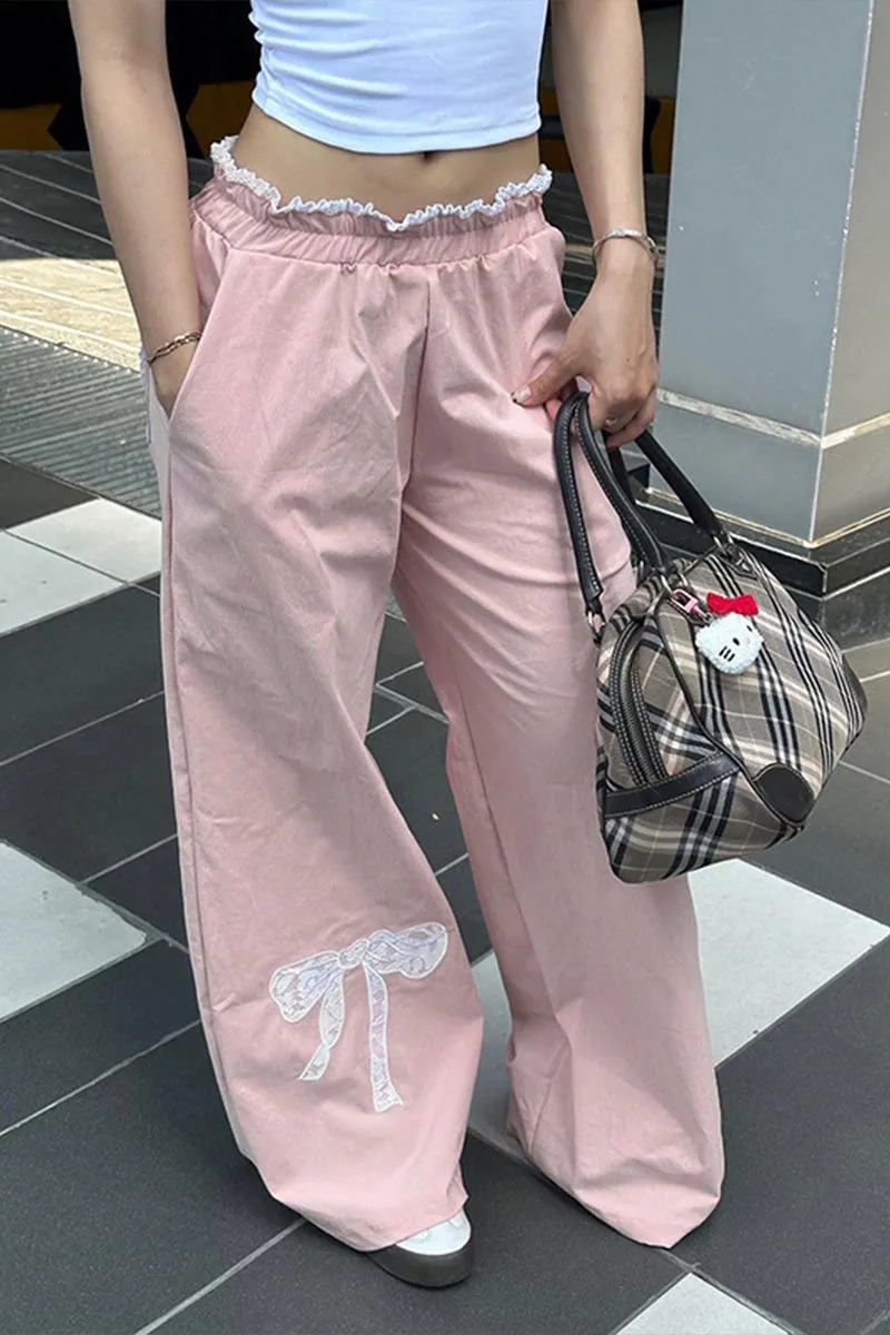 HPQ1136 Ribbon Wide-Legged Pants