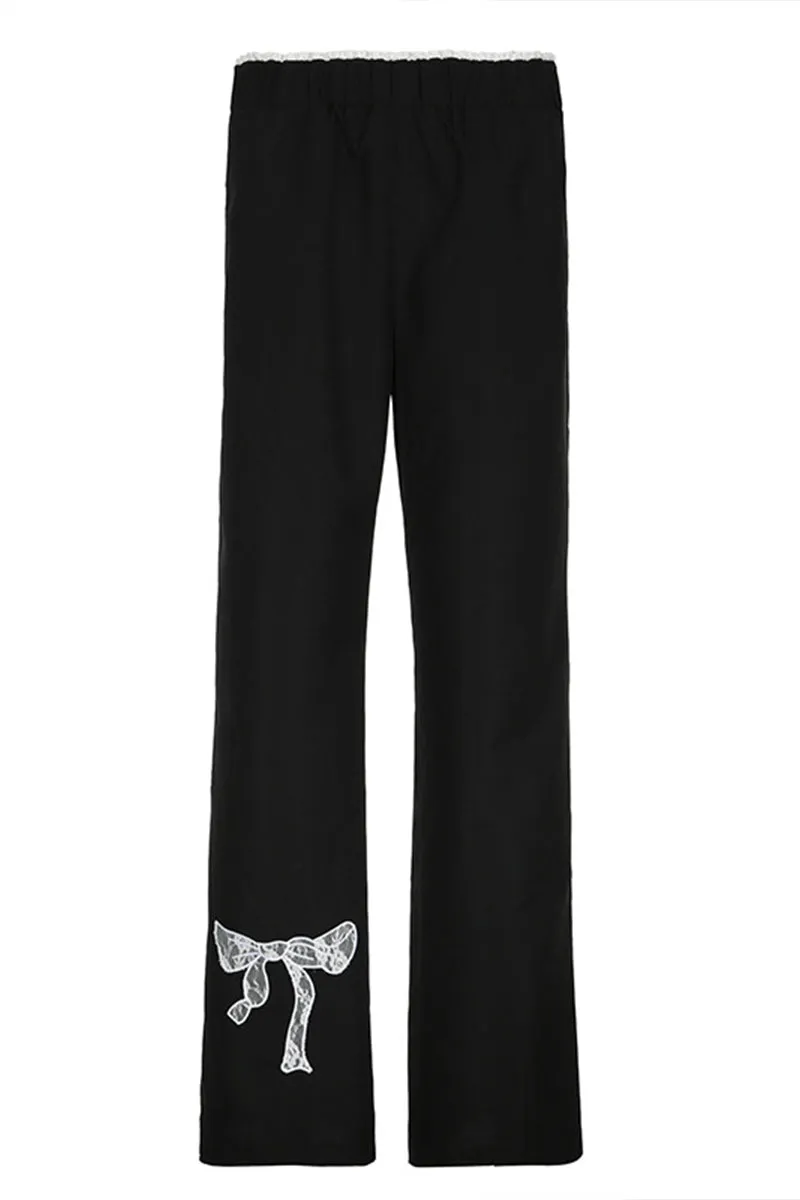 HPQ1136 Ribbon Wide-Legged Pants