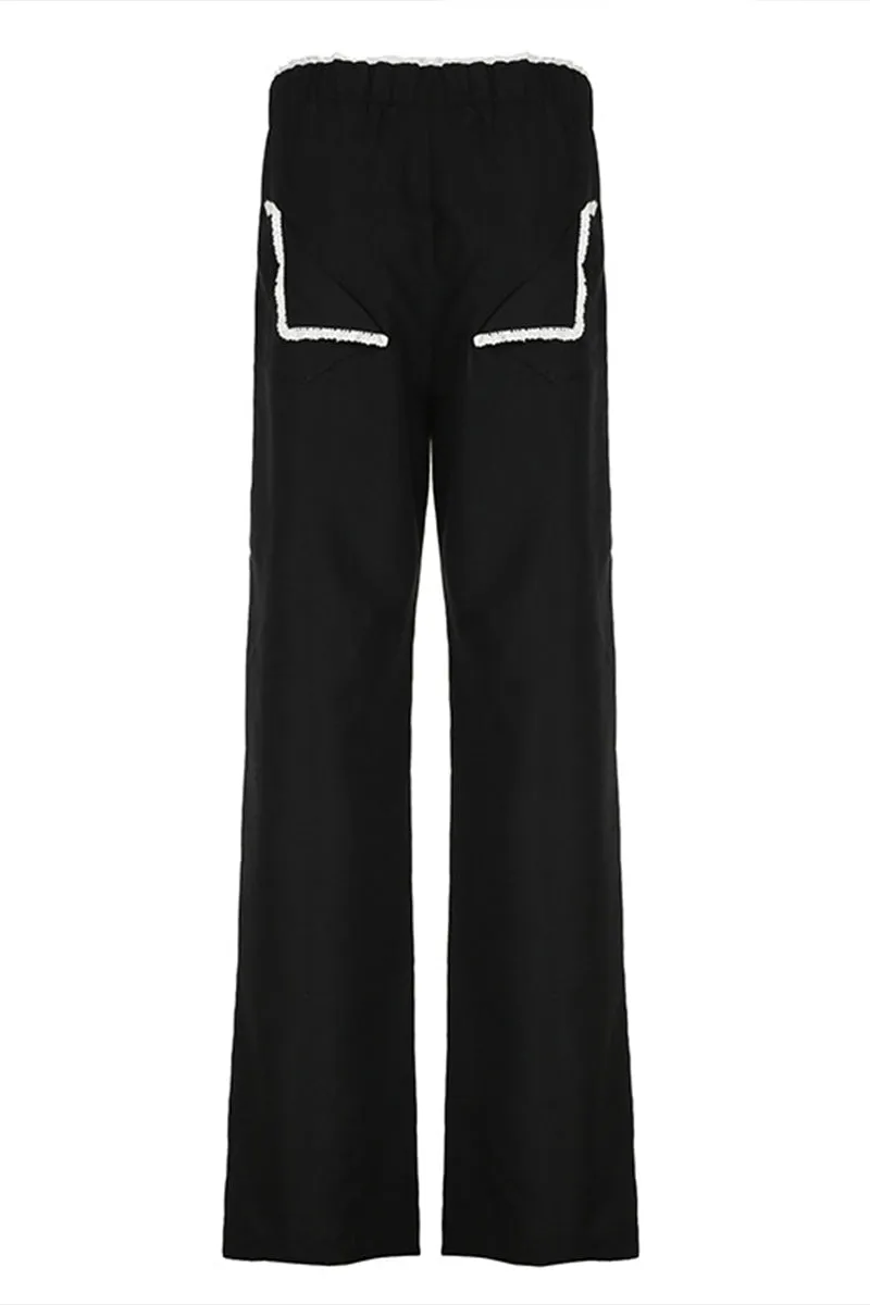 HPQ1136 Ribbon Wide-Legged Pants