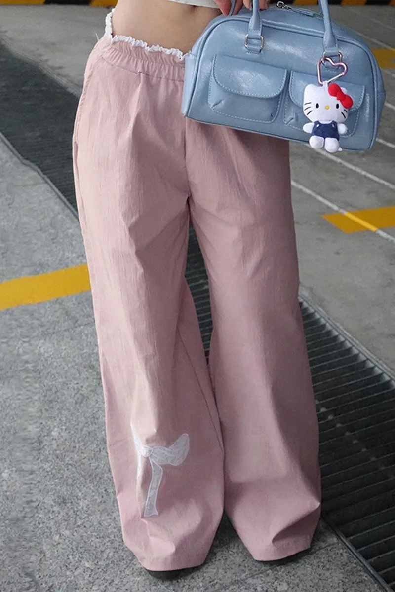 HPQ1136 Ribbon Wide-Legged Pants