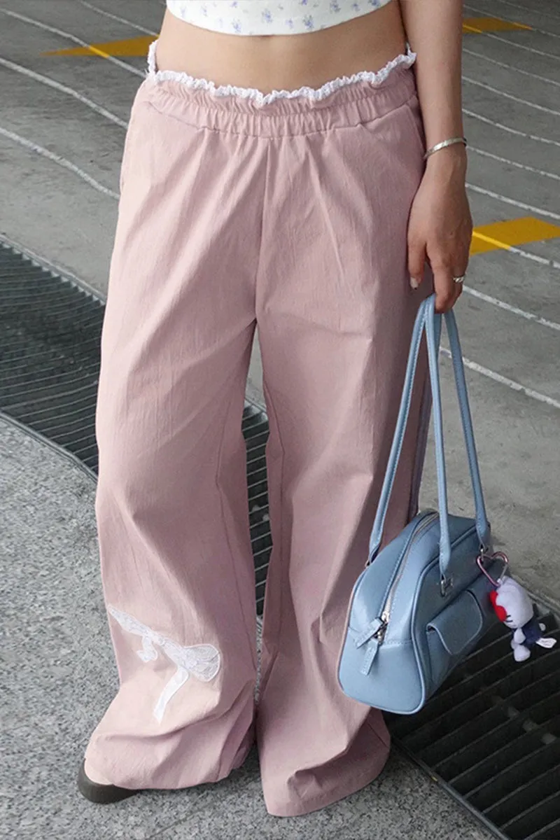 HPQ1136 Ribbon Wide-Legged Pants
