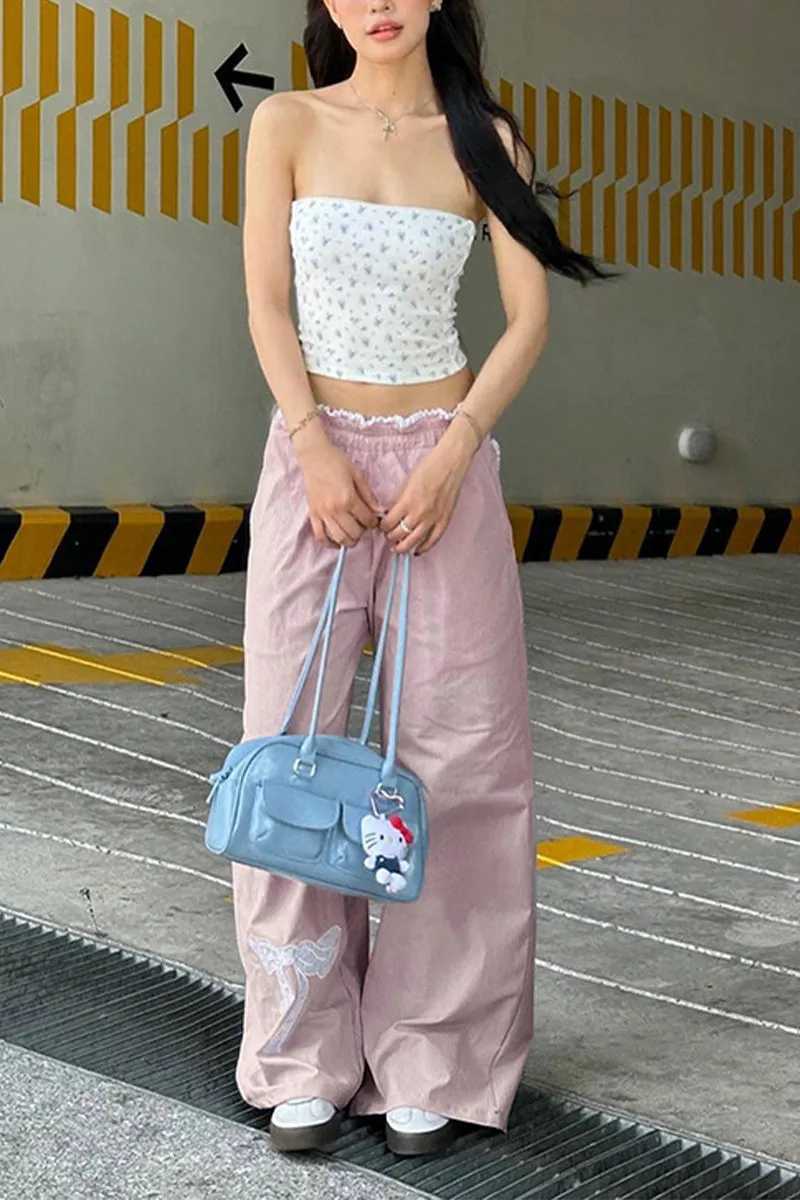 HPQ1136 Ribbon Wide-Legged Pants